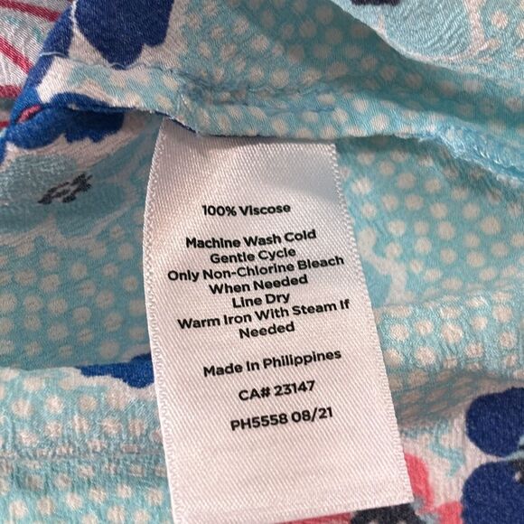 Talbots | Sleeveless Blue Floral Women’s Blouse Tank Top - Picture 14 of 16